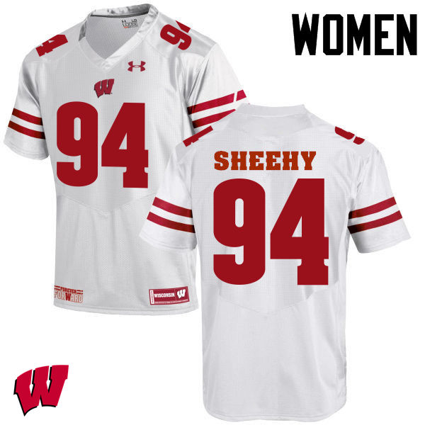 Wisconsin Badgers Women's #94 Conor Sheehy NCAA Under Armour Authentic White College Stitched Football Jersey JO40O18PX